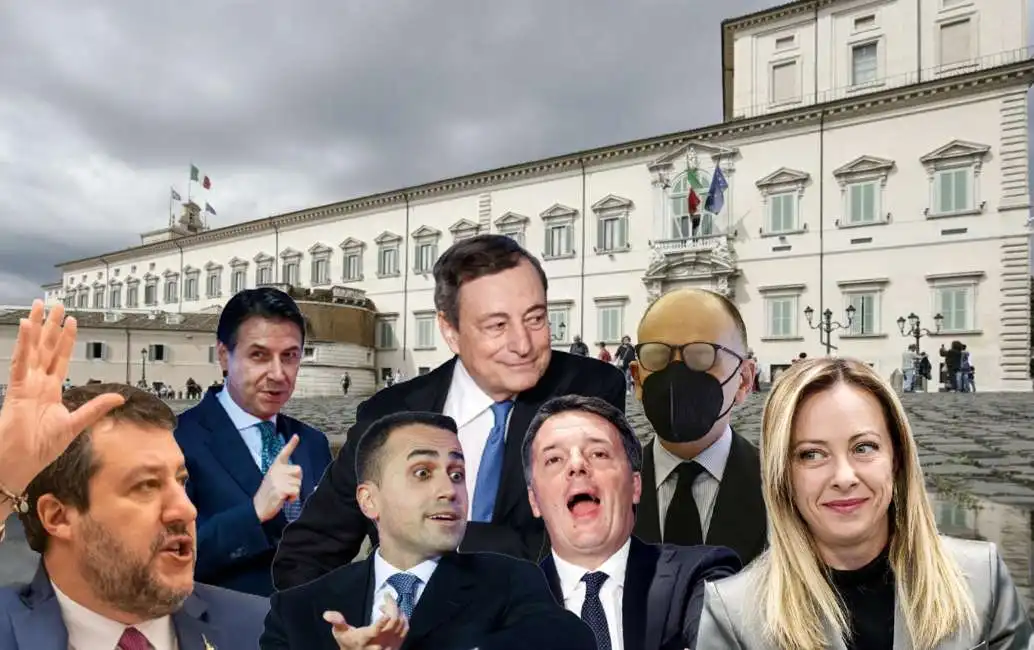 matteo salvini - mario draghi - enrico letta - matteo renzi - giuseppe conte - luigi di maio giorgia meloni quirinale 