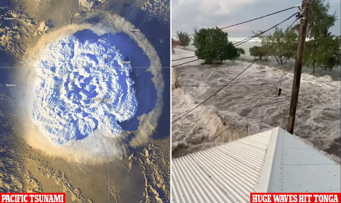 tsunami ed eruzione vulcano a tonga