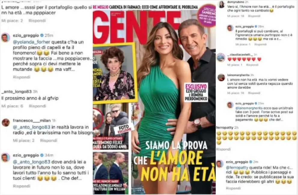 ezio greggio sfancula gli hater copertina gente romina pierdomenico