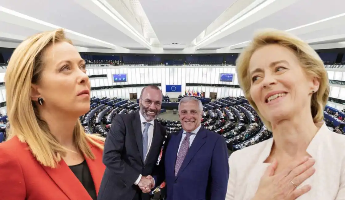 giorgia meloni ursula von der leyen antonio tajani manfred weber 