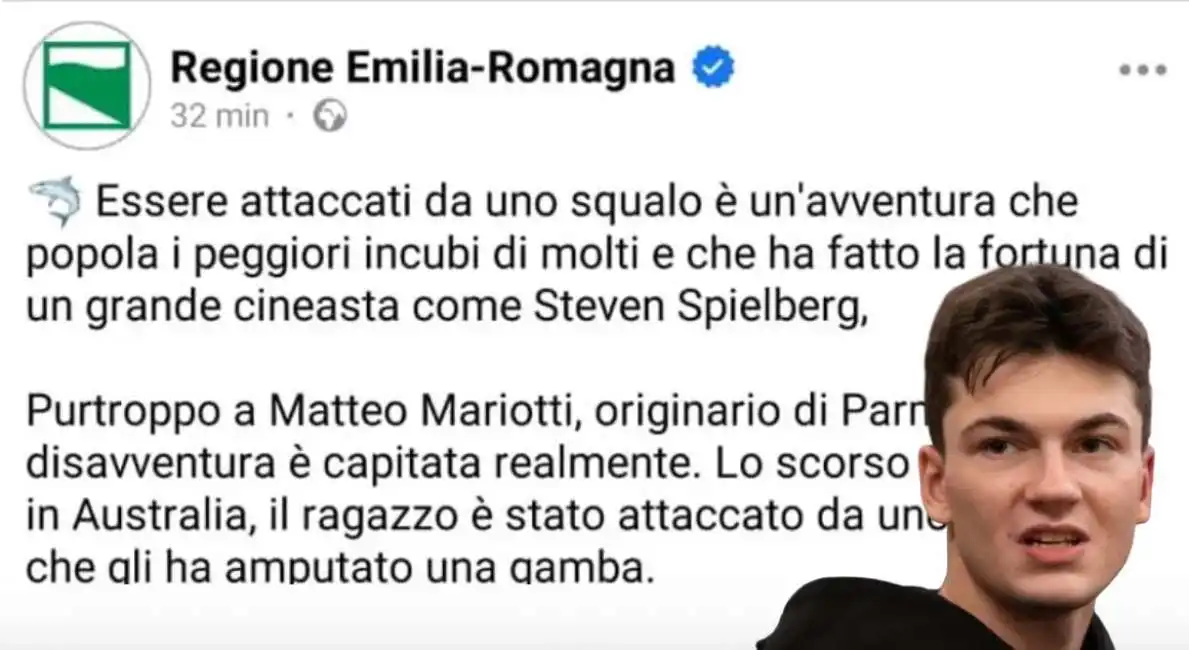 la gaffe della regione emilia romagna su matteo mariotti sui social