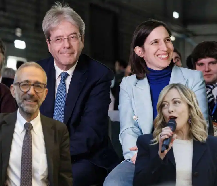 marcello degni paolo gentiloni elly schlein giorgia meloni