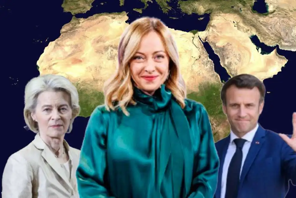 ursula von der leyen giorgia meloni emmanuel macron