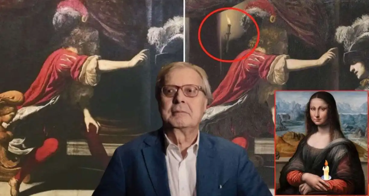 vittorio sgarbi quadro rubato candela meme gioconda