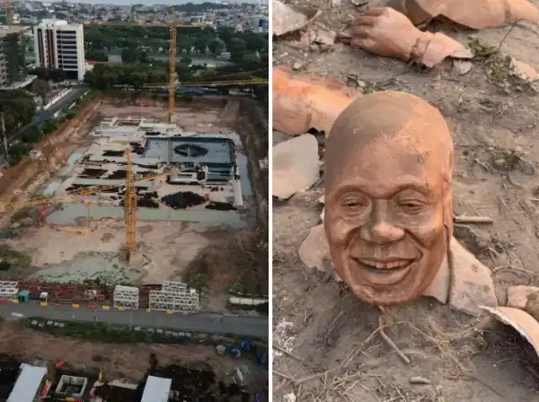 cattedrale accra ghana distrutta la statua dell'ex presidente nana akufo addo 