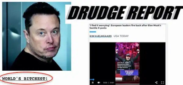 drudge report bolla come puttana elon musk 