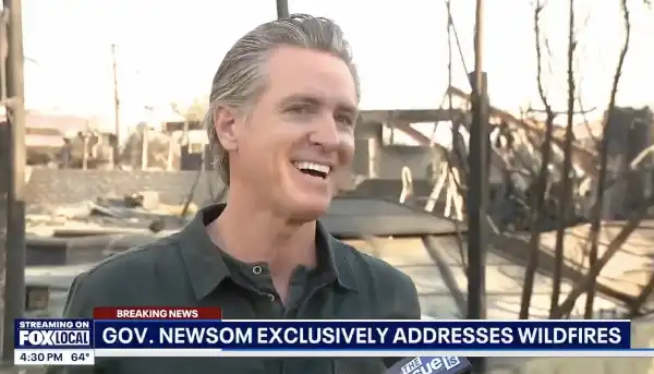 gavin newsom ride e balletta in diretta tv 2 los angeles incendio california 