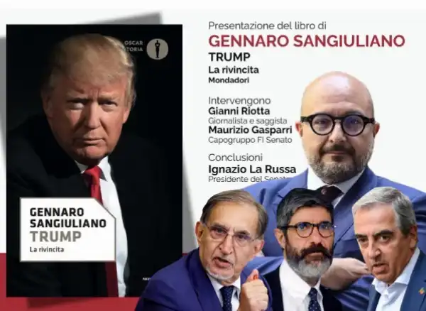 presentazione del libro di gennaro sangiuliano su trump a roma con gianni riotta, maurizio gasparri e ignazio la russa