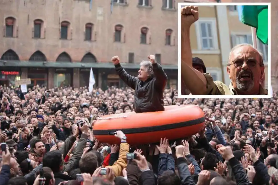 beppe grillo in canotto a piazza maggiore bologna