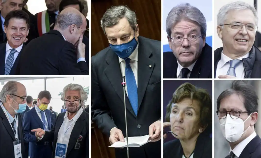 giuseppe conte nicola zingaretti beppe grillo goffredo bettini mario draghi alessandra dal verme daniele franco paolo gentiloni roberto garofoli