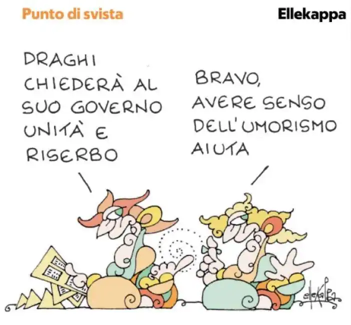 vignetta ellekappa - draghi e i silenzi del governo