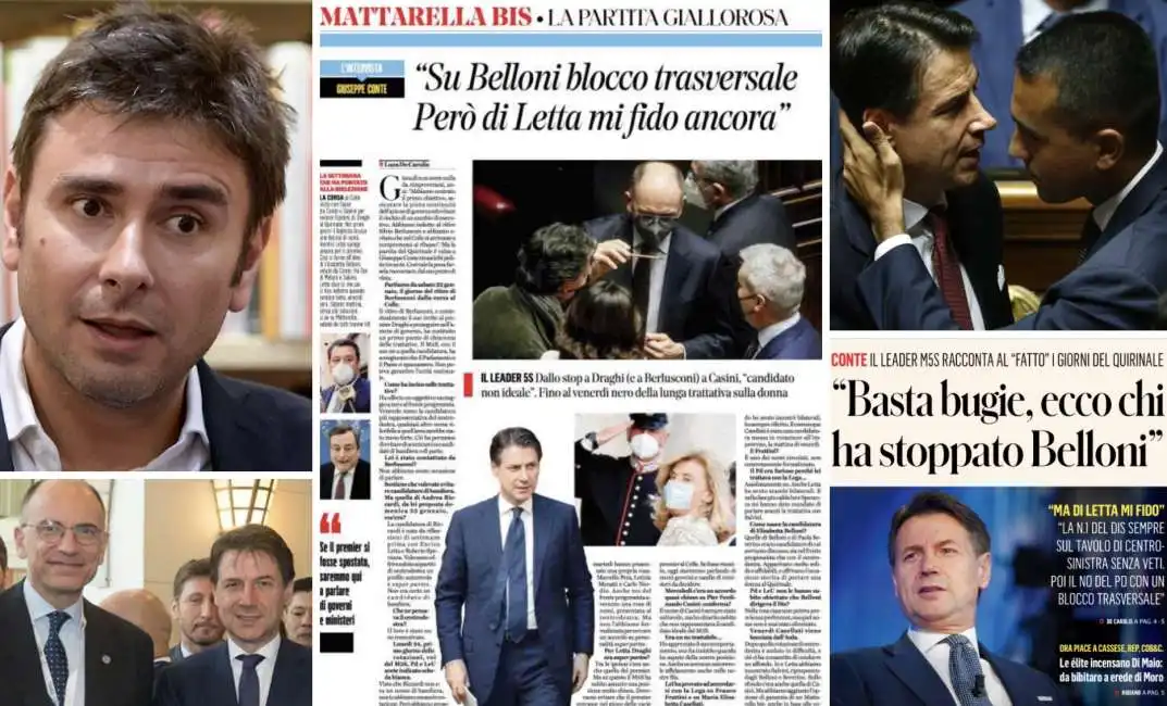 alessandro di battista giuseppe conte luigi di maio enrico letta 