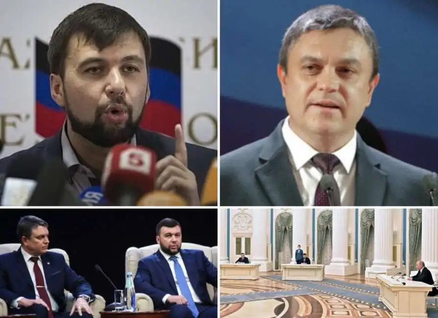 leonid pasechnik e denis pushilin con vladimir putin 