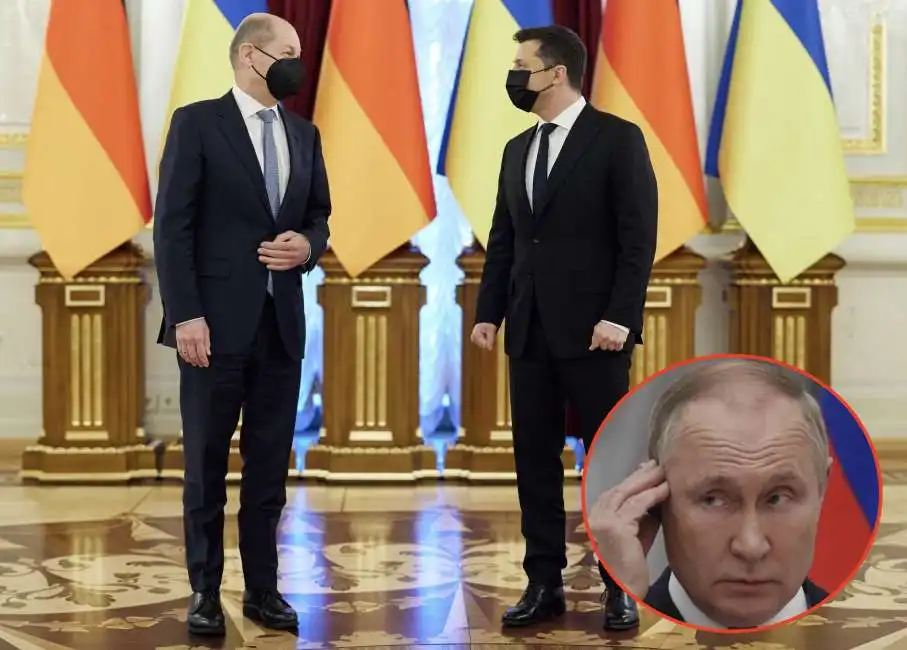 olaf scholz volodymir zelensky vladimir putin 