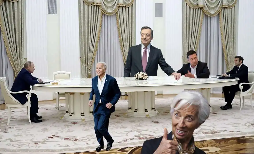 vladimir putin joe biden mario draghi volodymir zelensky emmanuel macron ucraina russia gas gasdotto christine lagarde