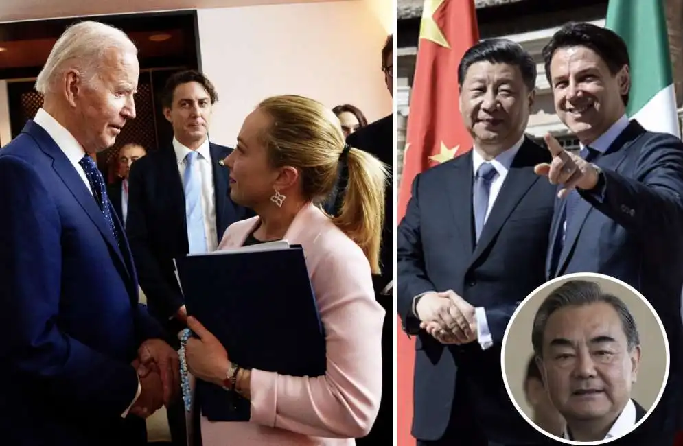 joe biden giorgia meloni xi jinping giuseppe conte wang yi 