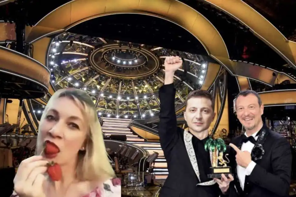 maria zakharova volodymyr zelensky amadeus sanremo 