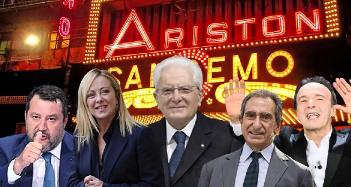 sergio mattarella carlo fuortes roberto benigni giorgia meloni matteo salvini sanremo ariston 