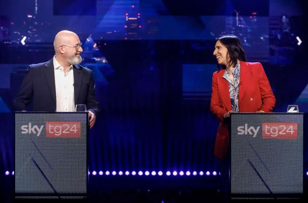 stefano bonaccini elly schlein - dibattito a skytg24