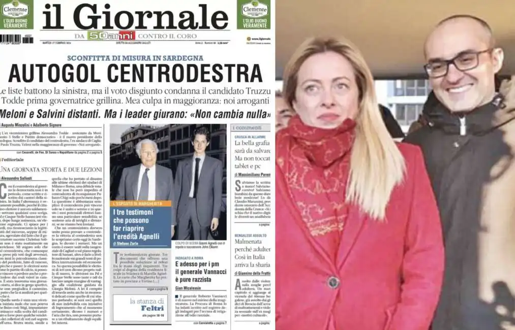 autogol centrodestra il giornale paolo truzzu giorgia meloni 