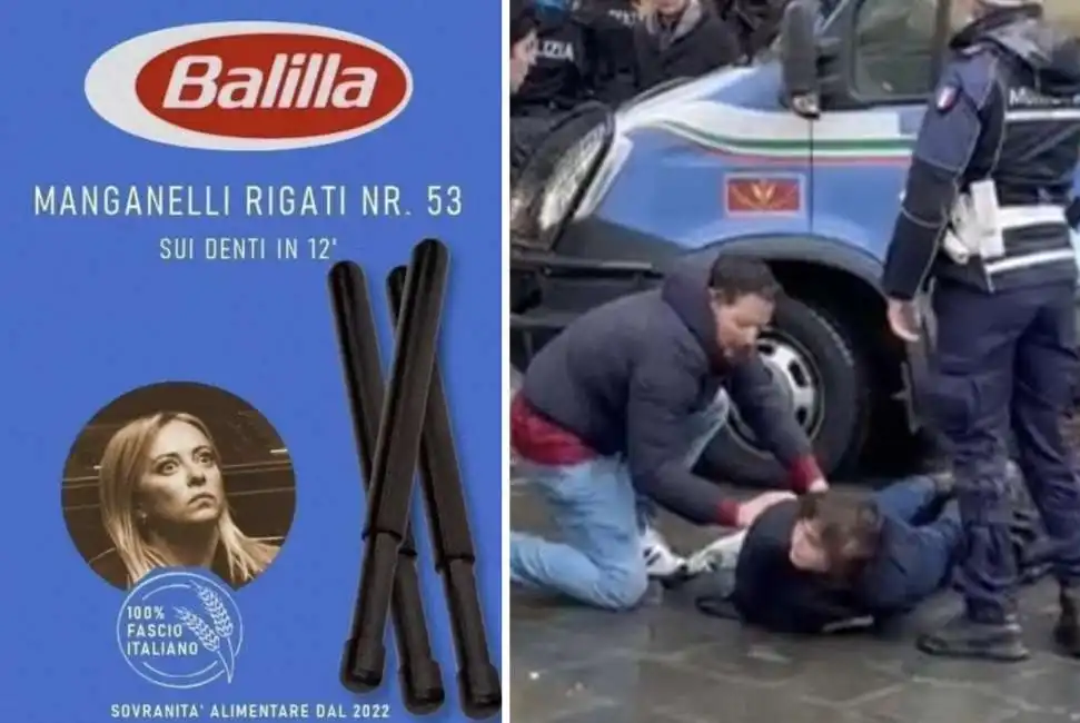 balilla - manganelli rigati - meme - pisa polizia manifestazione studenti giorgia meloni