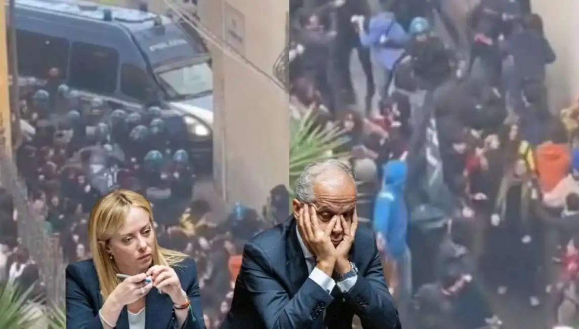 giorgia meloni matteo piantedosi pisa manganellate polizia corteo manifestazioni 