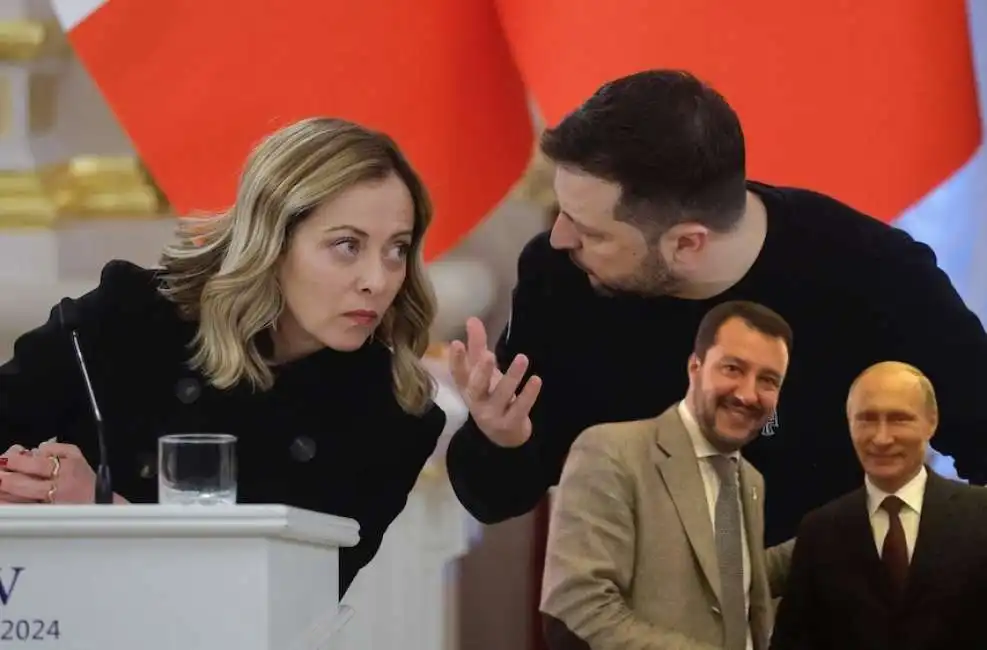 giorgia meloni volodymyr zelensky vladimir putin matteo salvini 