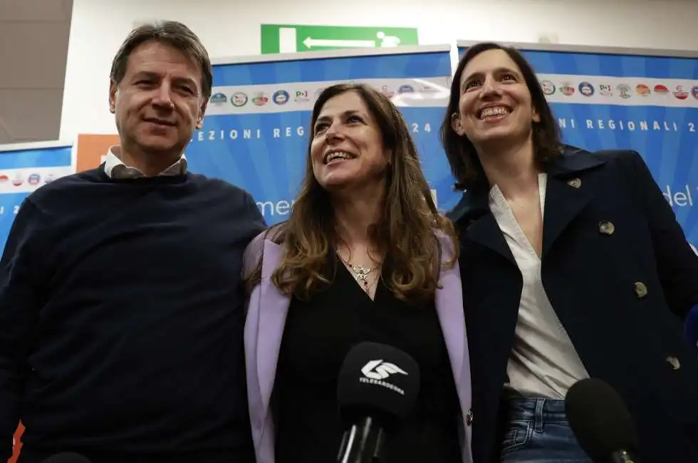 giuseppe conte - alessandra todde - elly schlein 