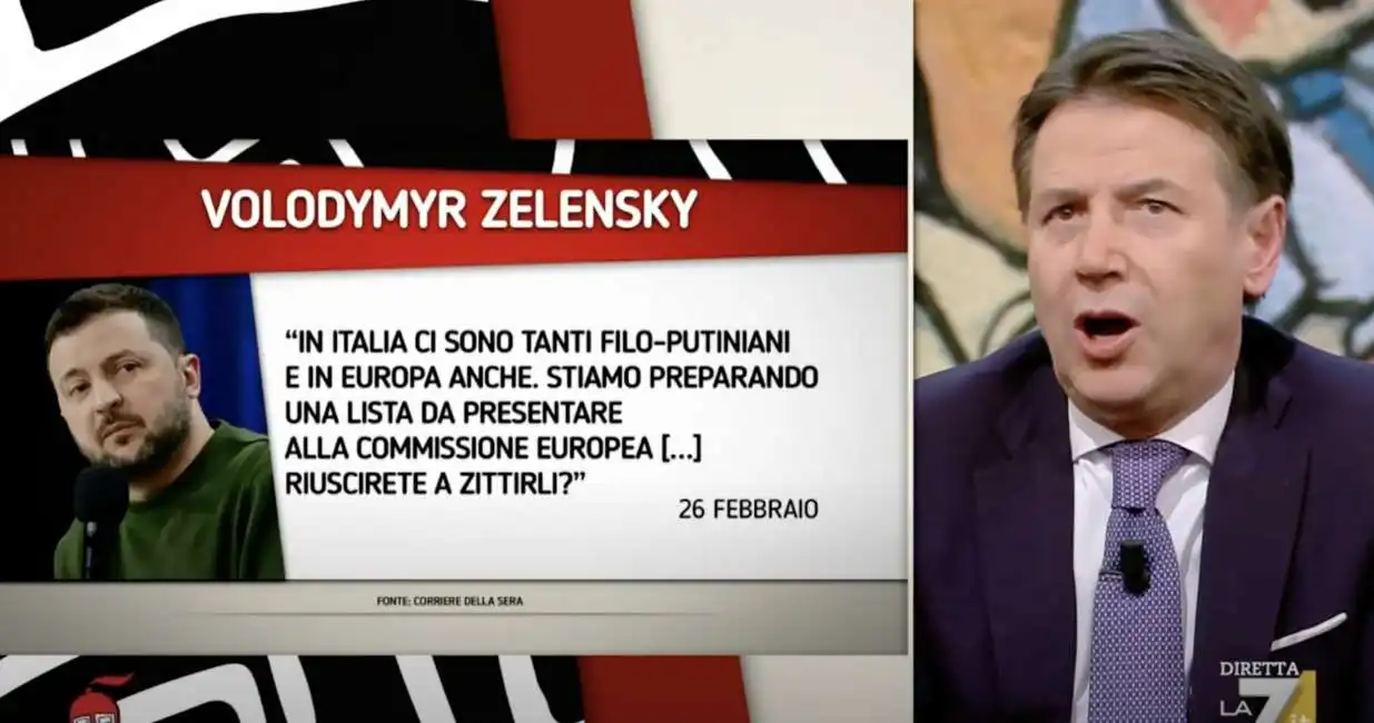 giuseppe conte ospite a dimartedi - volodymyr zelensky 