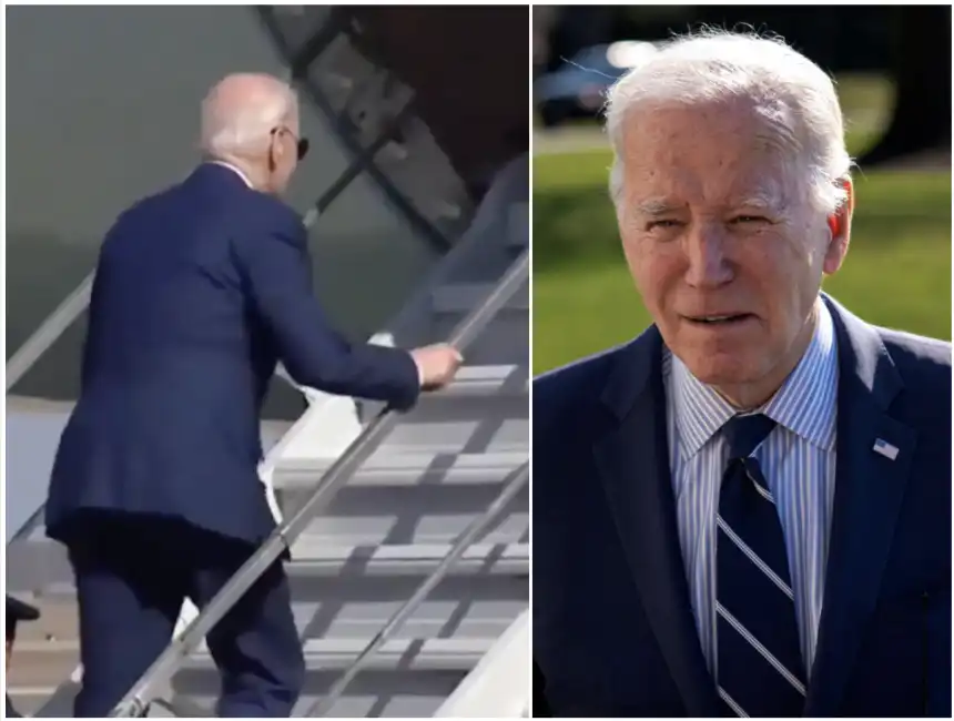 joe biden inciampa mentre sale le scalette dell air force one