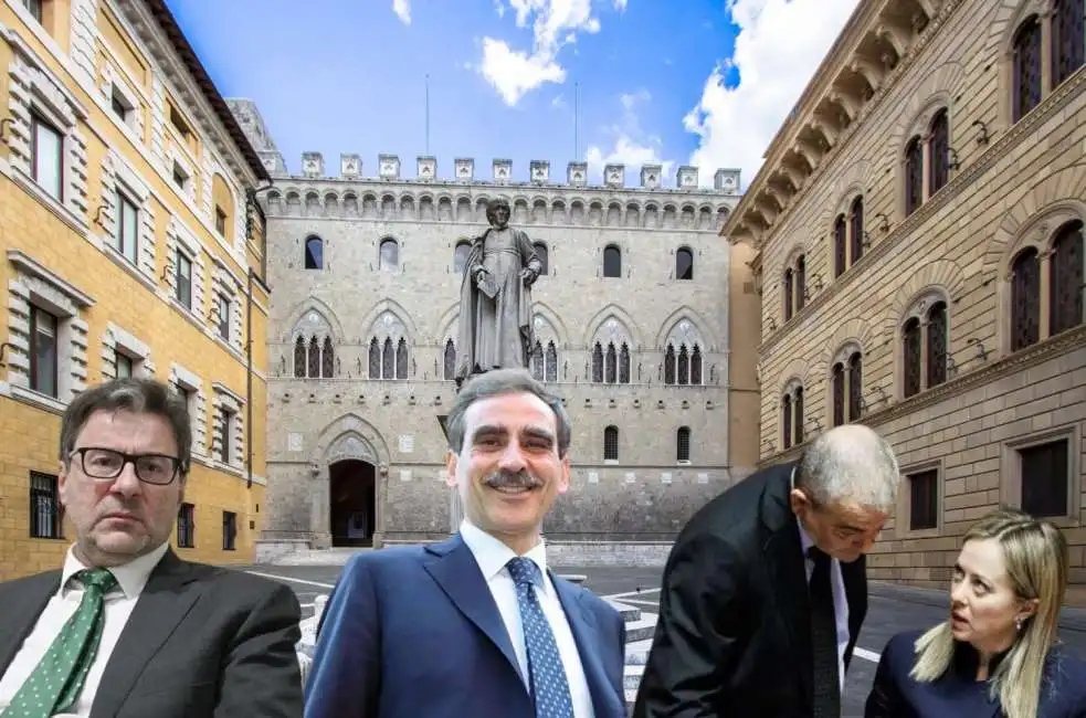 mps montepaschi monte dei paschi lovaglio giancarlo giorgetti giorgia meloni giovanbattista fazzolari