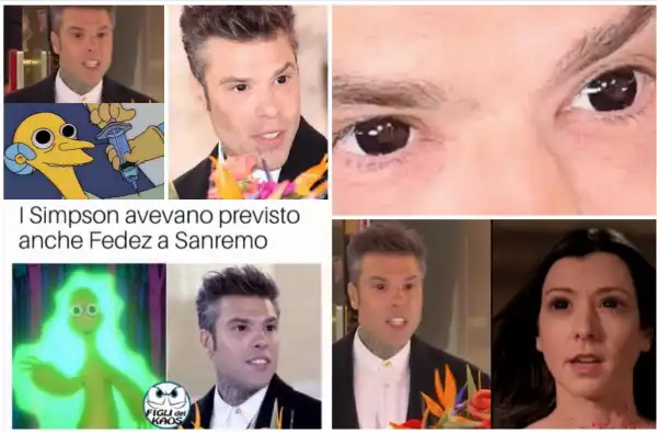 gli occhi di fedez sul red carpet di sanremo