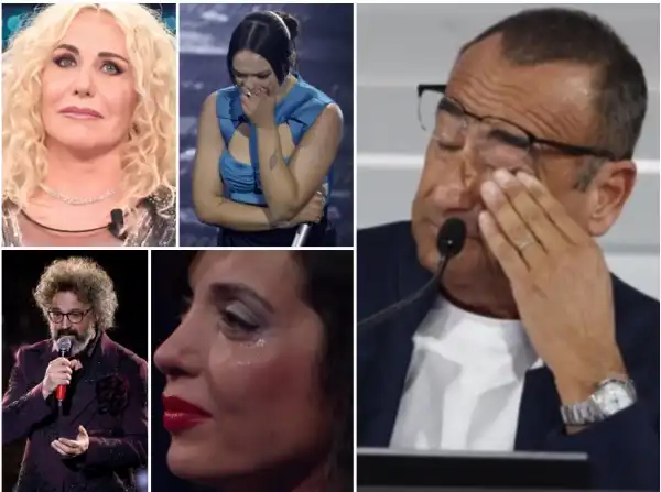 lacrime a sanremo carlo conti simone cristicchi antonella clerici francesca michielin