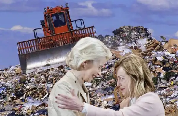 ursula von der leyen giorgia meloni discarica 