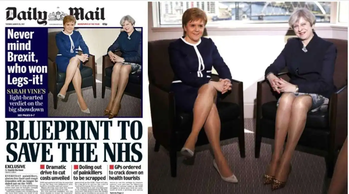 il daily mail ironizza sulle gambe di nicola sturgeon e theresa may