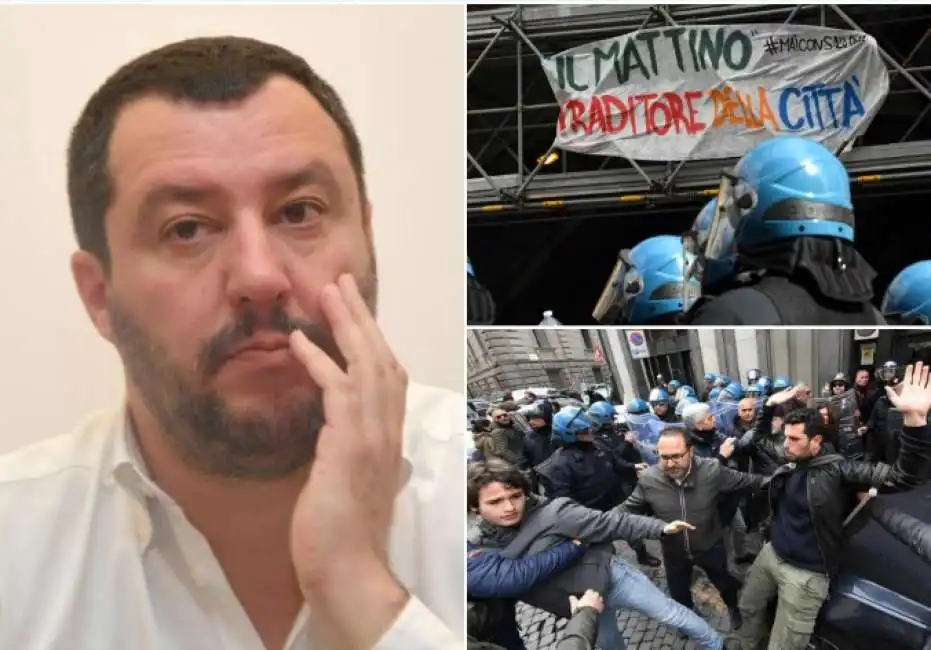 napoli - proteste per la visita di salvini