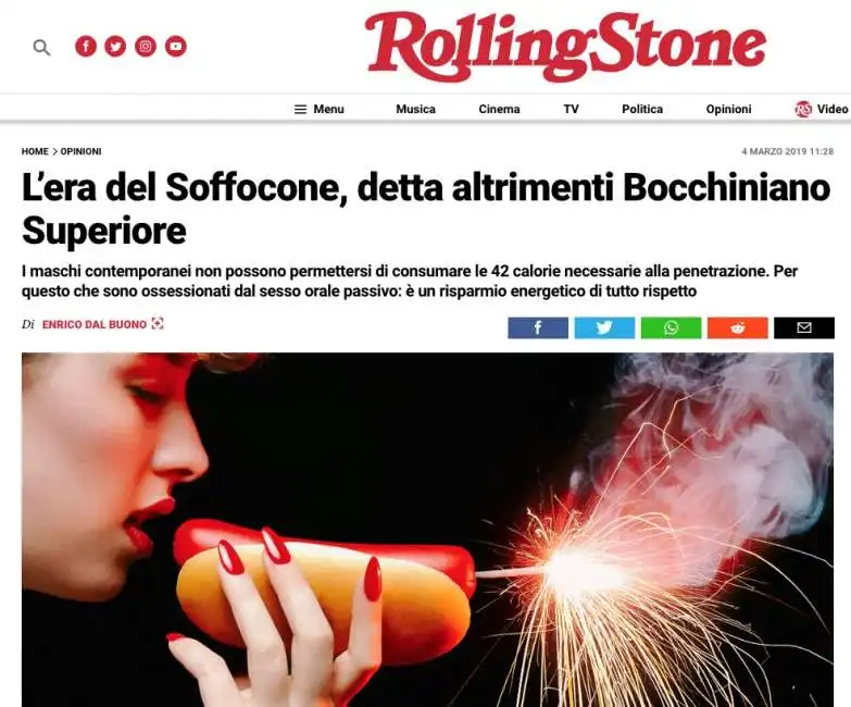 rolling stone e articolo sul soffocone