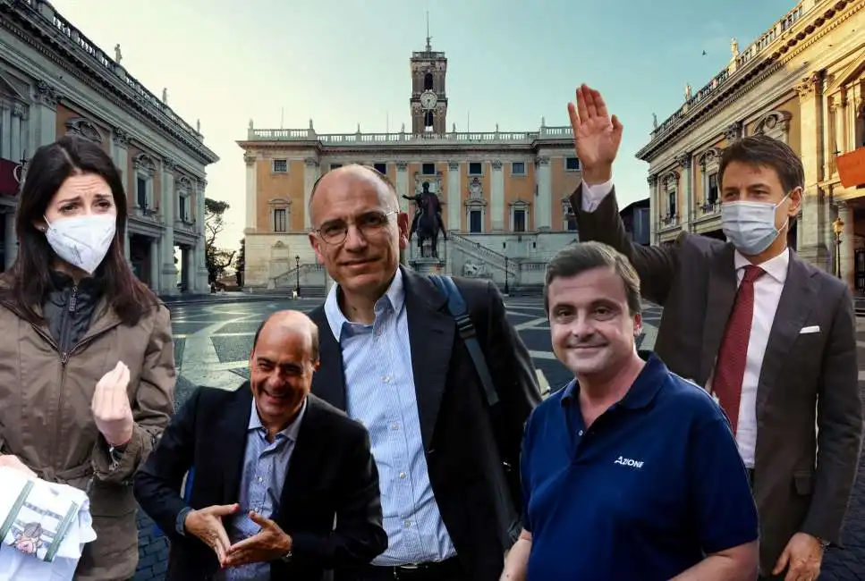 campidoglio virginia raggi nicola zingaretti enrico letta giuseppe conte carlo calenda