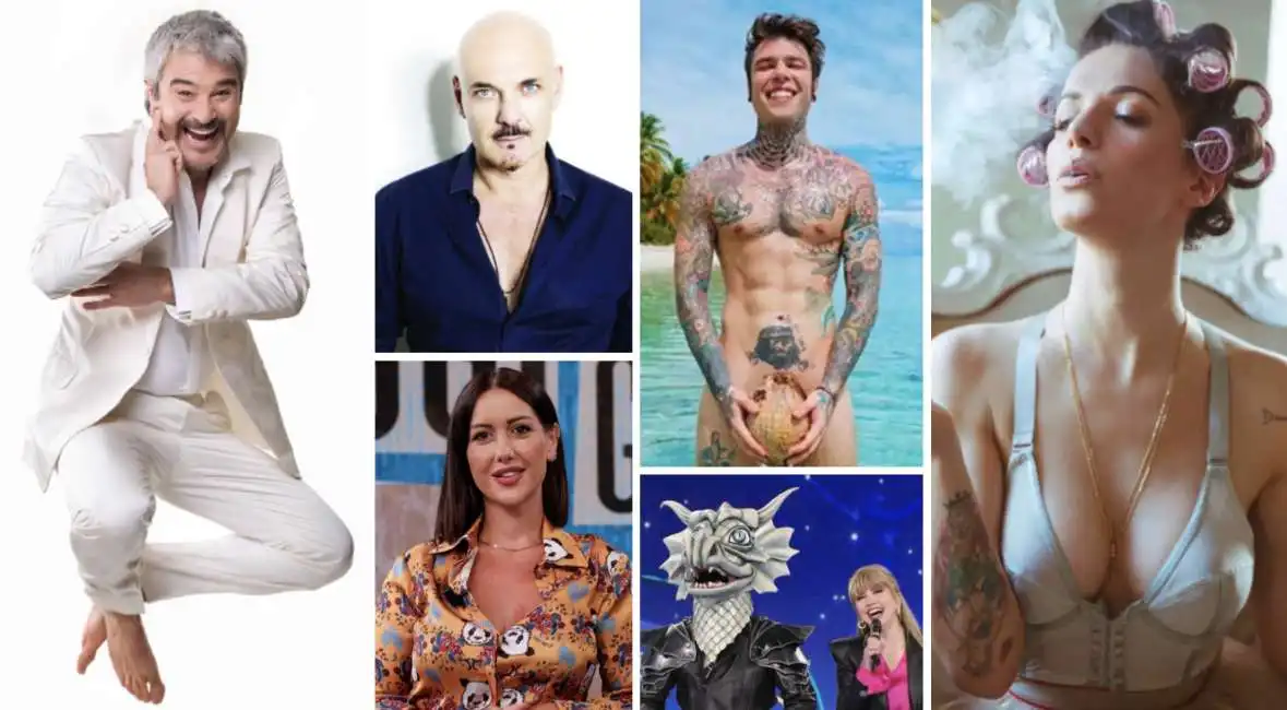 2023candela pino insegno – milly carlucci – fedez – andrea delogu – jessica morlacchi – edoardo sylos labini