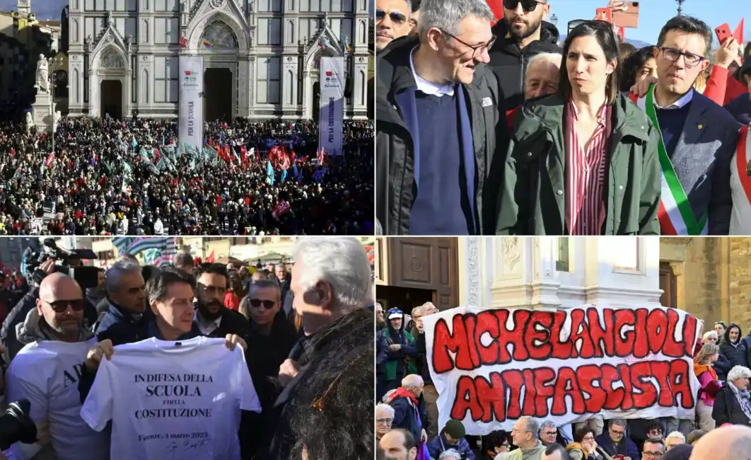 corteo firenze elly schlein maurizio landini