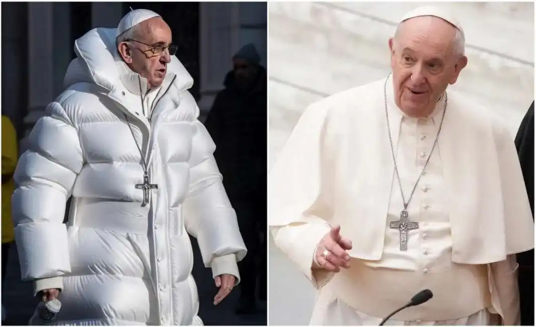 immagine fake papa francesco con piumino balenciaga