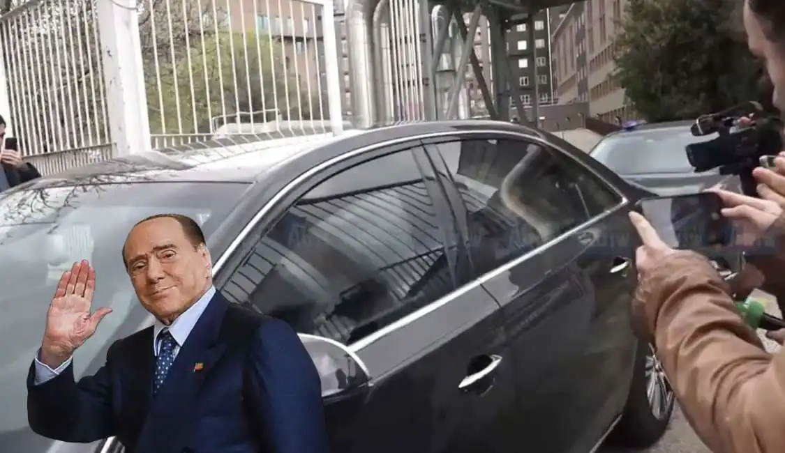 l auto di silvio berlusconi fuori dal san raffaele ospedale 