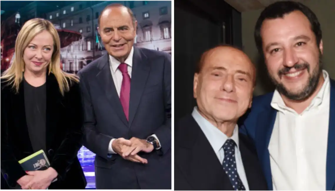 meloni vespa salvini berlusconi