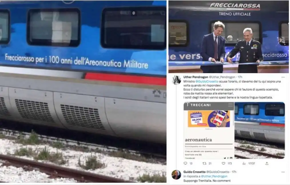 trenitalia frecciarossa aeronautica militare areonautica treno guido crosetto