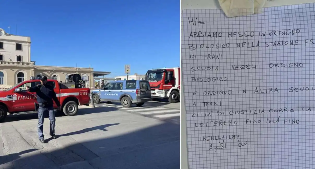 biglietto di minaccia a trani attentato bomba terrorismo