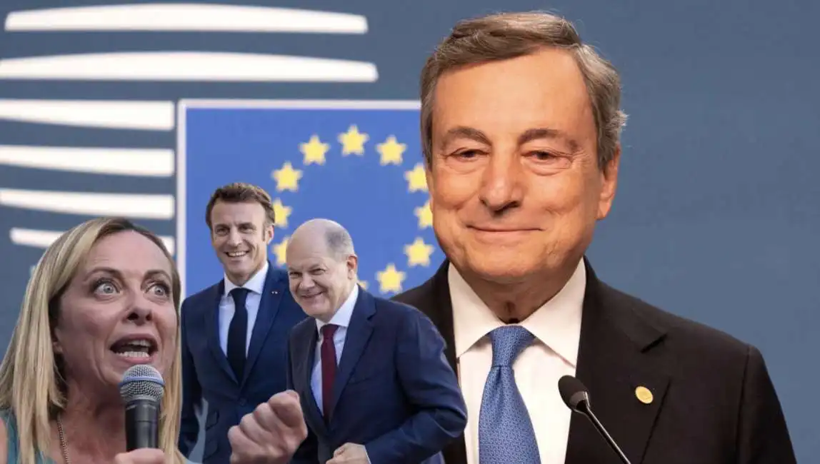 giorgia meloni olaf scholz emmanuel macron mario draghi 