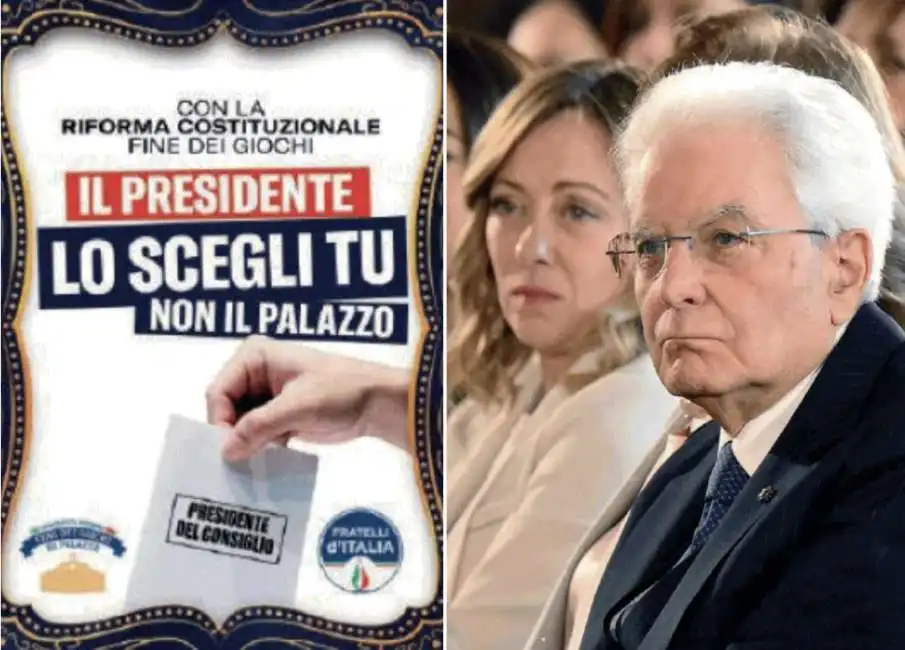 giorgia meloni sergio mattarella volantino premierato