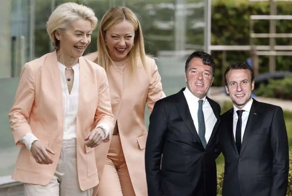 ursula von der leyen giorgia meloni matteo renzi emmanuel macron 