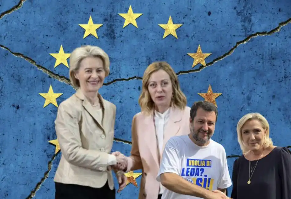 ursula von der leyen giorgia meloni matteo salvini marine le pen 