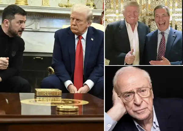 trump zelensky michael caine nigel farage 